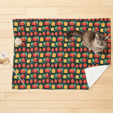 Christmas Presents on Green with Snowflakes Pattern Pet Blanket