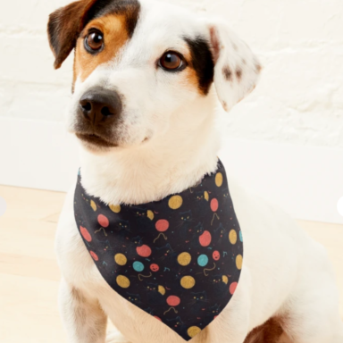 Halloween Black Cats Playing with Yarn Retro Pattern Pet Bandana