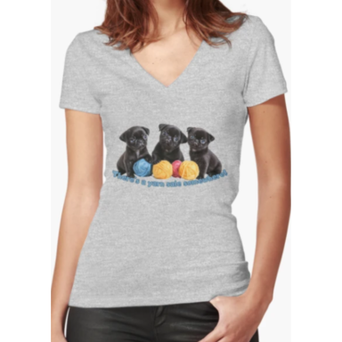 Yarn Stash Humor Fitted V-Neck T-Shirt