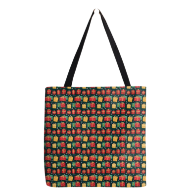 Christmas Presents on Green with Snowflakes Pattern Tote Bag