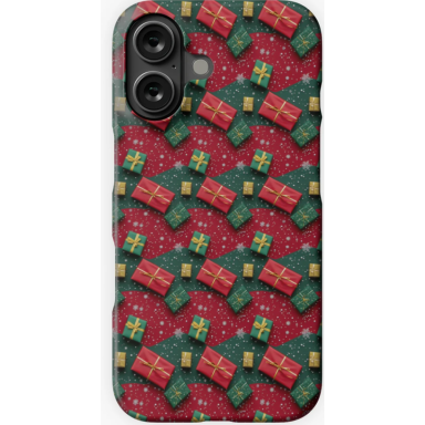 Christmas Theme Presents on Red and Green Pattern iPhone Case 