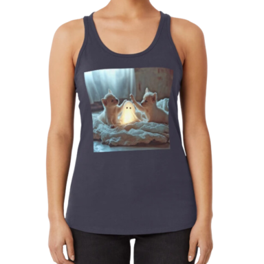 Cute Puppies Playing with a Glowing Ghost Racerback Tank Top