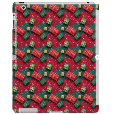 Christmas Theme Presents on Red and Green Pattern iPad Snap Case