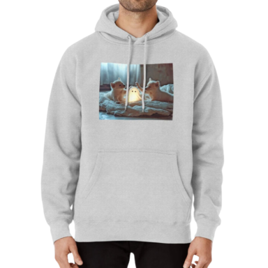 Cute Puppies Playing with a Glowing Ghost Pullover Hoodie