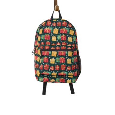 Christmas Presents on Green with Snowflakes Pattern Backpack