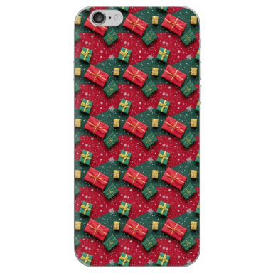 Christmas Theme Presents on Red and Green Pattern iPhone Skin for iPhone 4-6