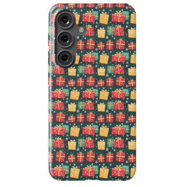 Christmas Presents on Green with Snowflakes Pattern Samsung Galaxy Phone Case