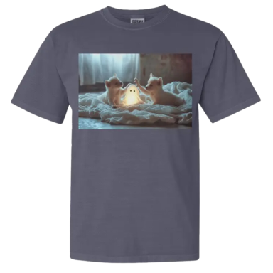 Cute Puppies Playing with Ghost Comfort Colors 1717 | Classic Heavyweight T-Shirt