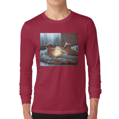 Cute Puppies Playing with a Glowing Ghost Long Sleeve T-Shirt