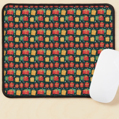 Christmas Presents on Green with Snowflakes Pattern Mouse Pad