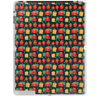 Christmas Presents on Green with Snowflakes Pattern iPad Skin