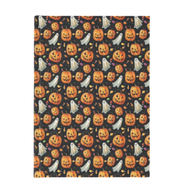 Jack-o-Lanterns and Ghosts with Halloween Candy Pattern Hardcover Journal