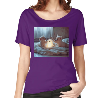 Cute Puppies Playing with a Glowing Ghost Relaxed Fit T-Shirt