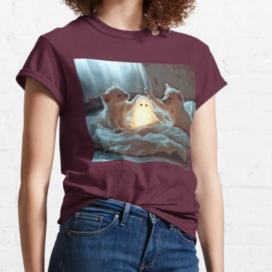 Cute Puppies Playing with a Glowing Ghost Classic T-Shirt